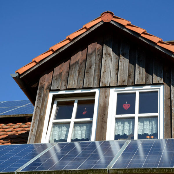 solar panels on a house roof