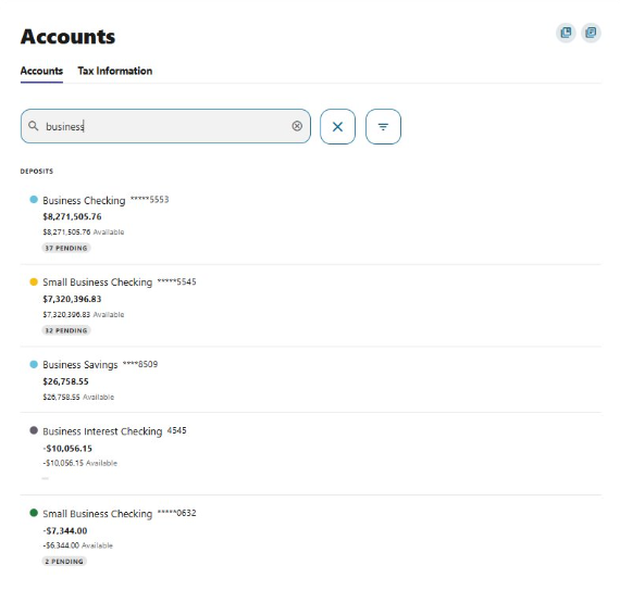 Account Widget Searching