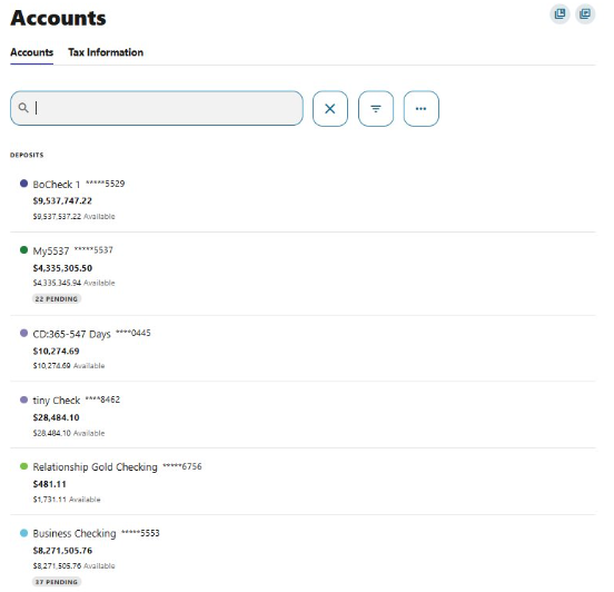 Account Widget Search Bar