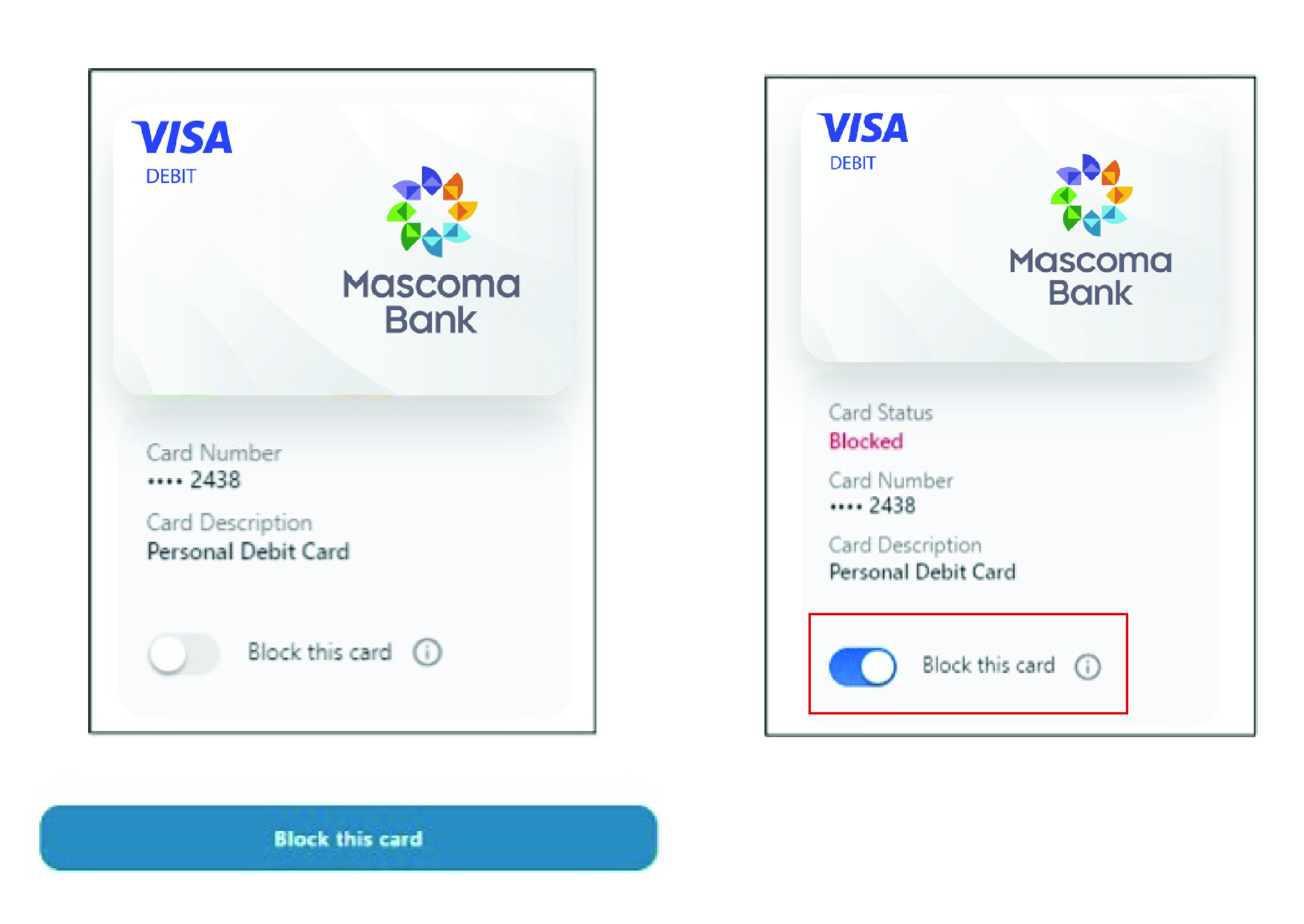 Block and Unblock Card
