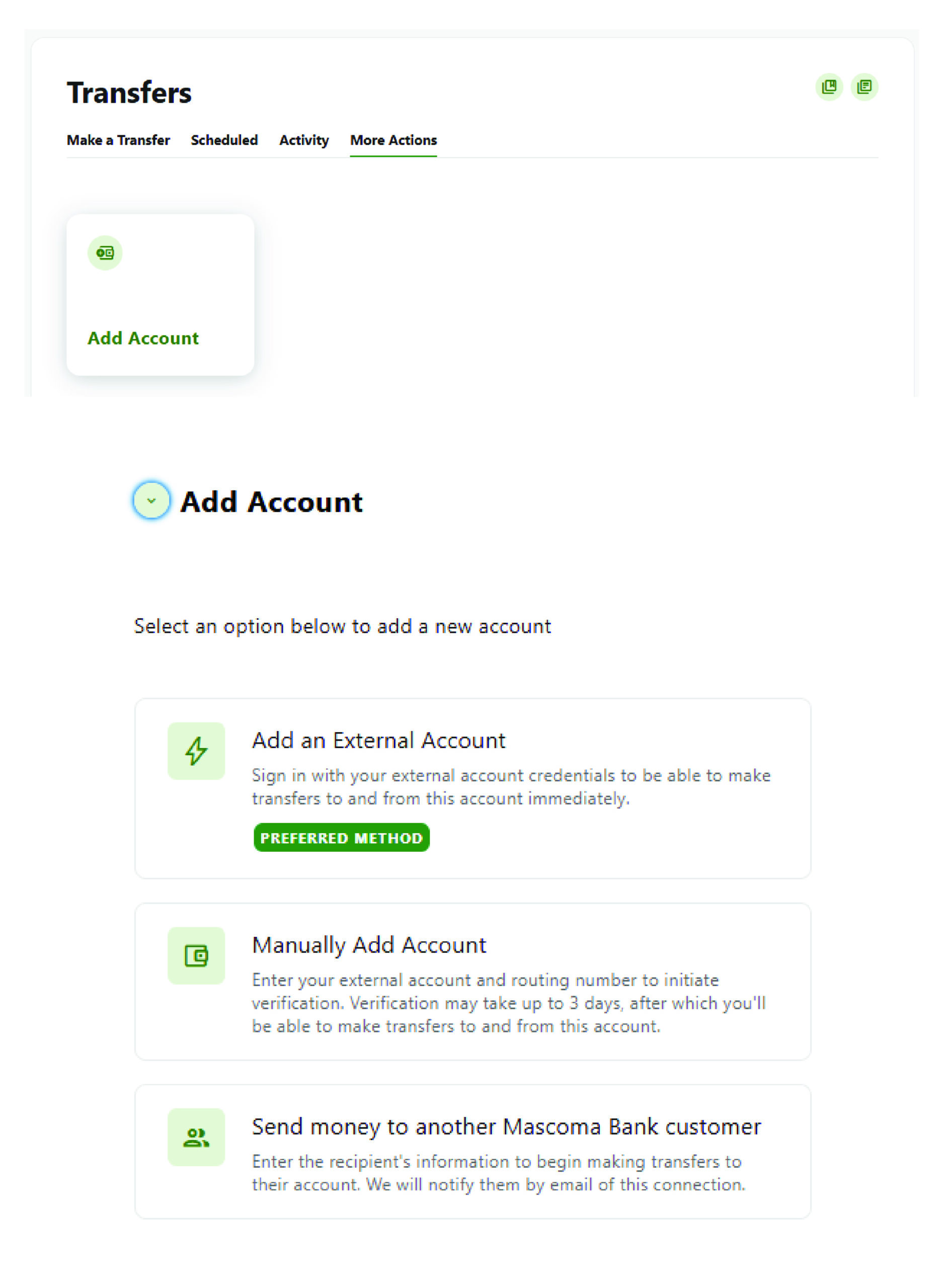 More Actions Tab