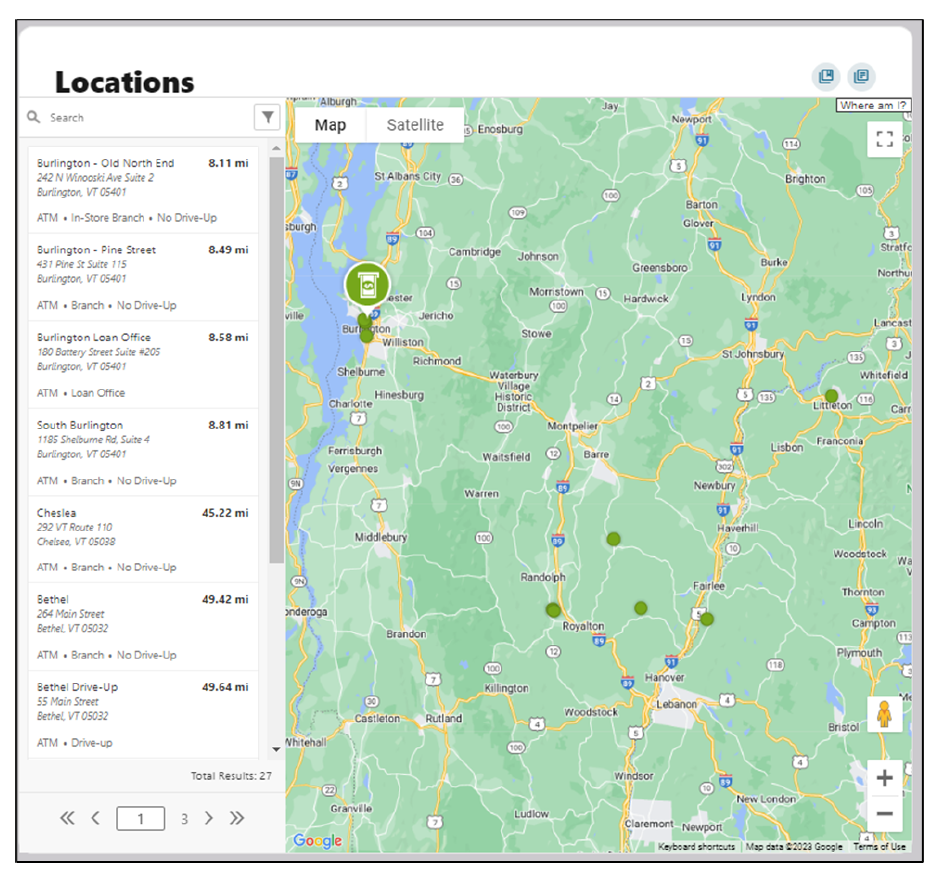 Bank Locations Map