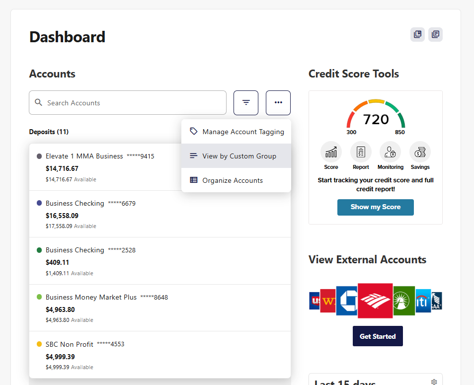 See Grouped Accounts on Dashboard