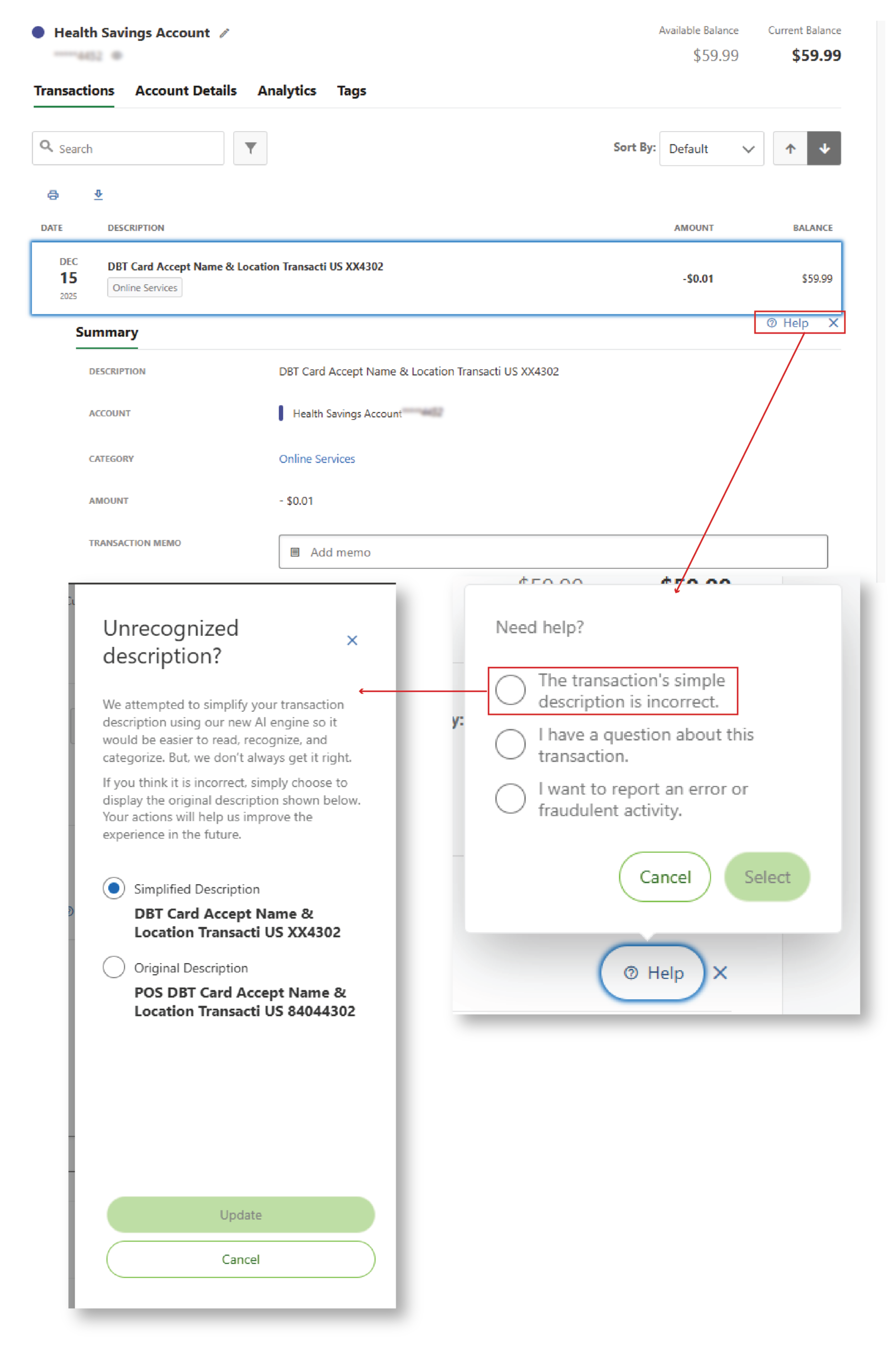 Update Simple Transaction Descriptions